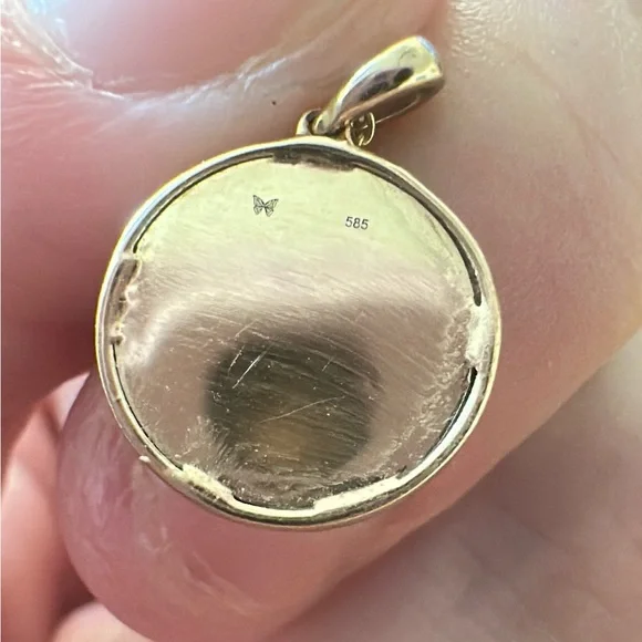 14k Yellow Gold J Initial Pendant with Natural Diamonds - Picture 3 of 5